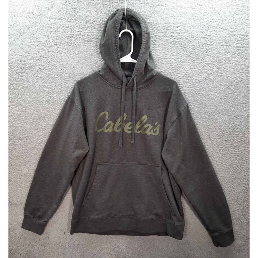 Cabelas Sweatshirt Adult Medium Gray Hoodie Workwear Outdoors Camping Mens